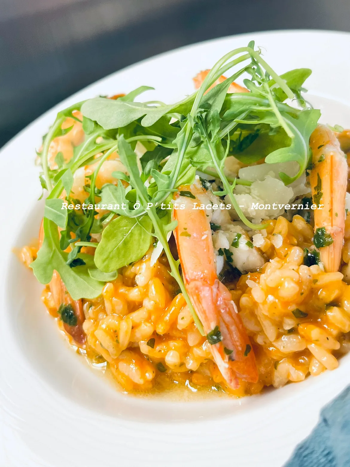 Risotto Tomates-courgettes & Gambas en persillade